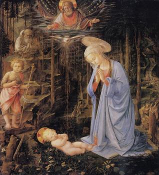 Filippino Lippi : The adoration with the infant Baptist and St Bernard